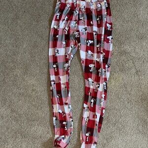 Women’s Red and White snoopy peanuts Pajama Pants large jogger soft!! Munki munk